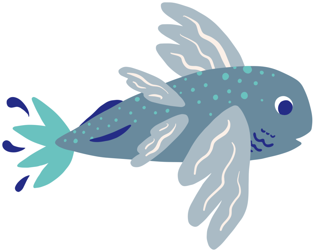 Kids swimming lessons In The Deep Fish Illustration