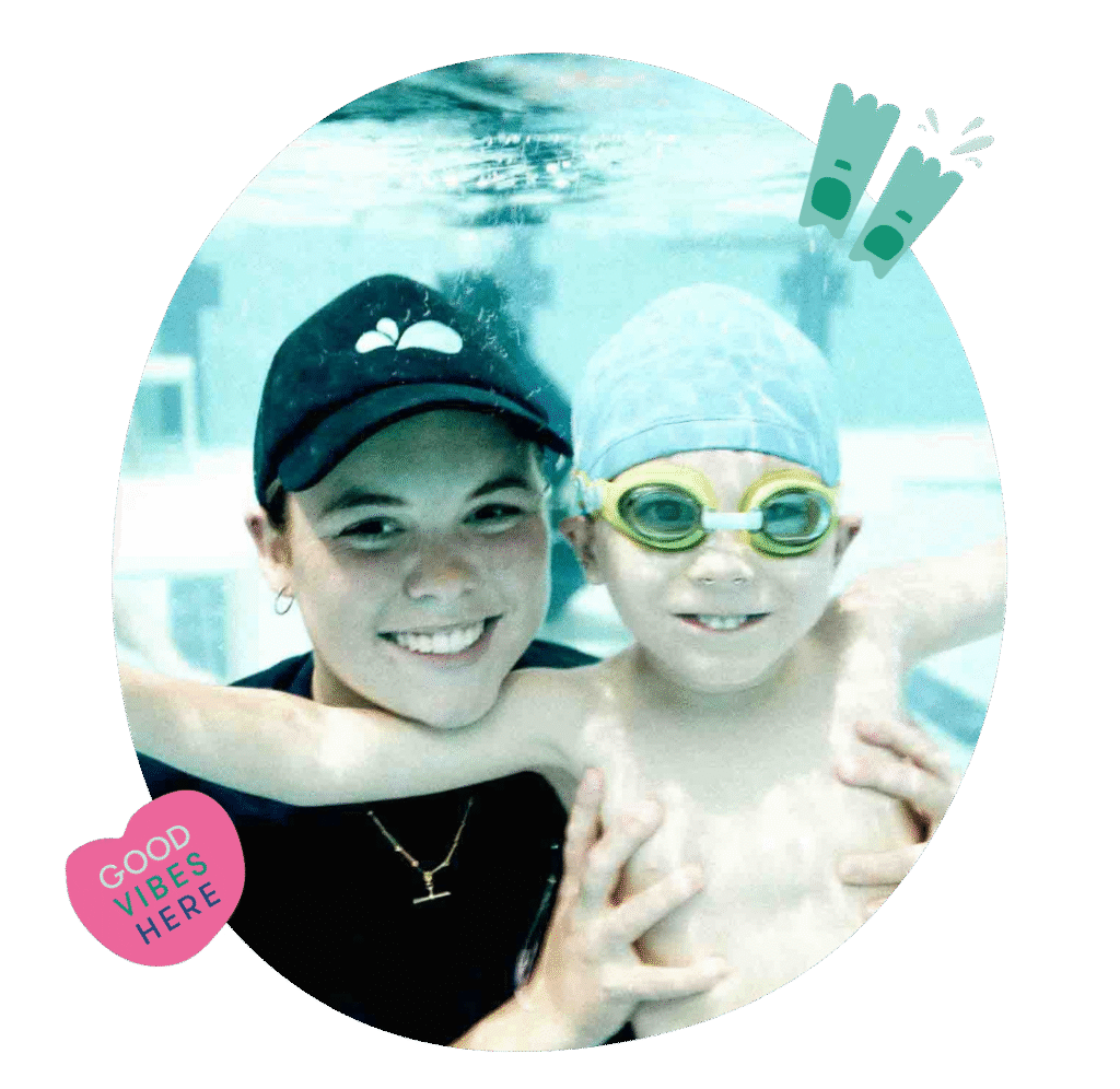 Toddler swimming lesson with parent in Lil’ Squirts program